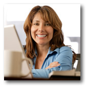 Online student at San Joaquin Valley College at laptop.