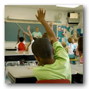 Students and teacher in a classroom