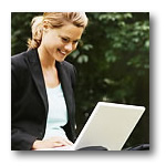 Student on her laptop outdoors