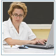 Student working at laptop