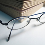 Eyeglasses by reading book.