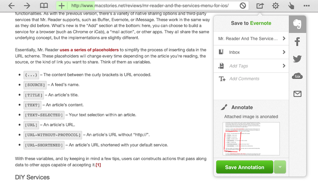 How Evernote works in a browser