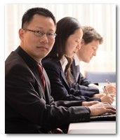 Finance student in class